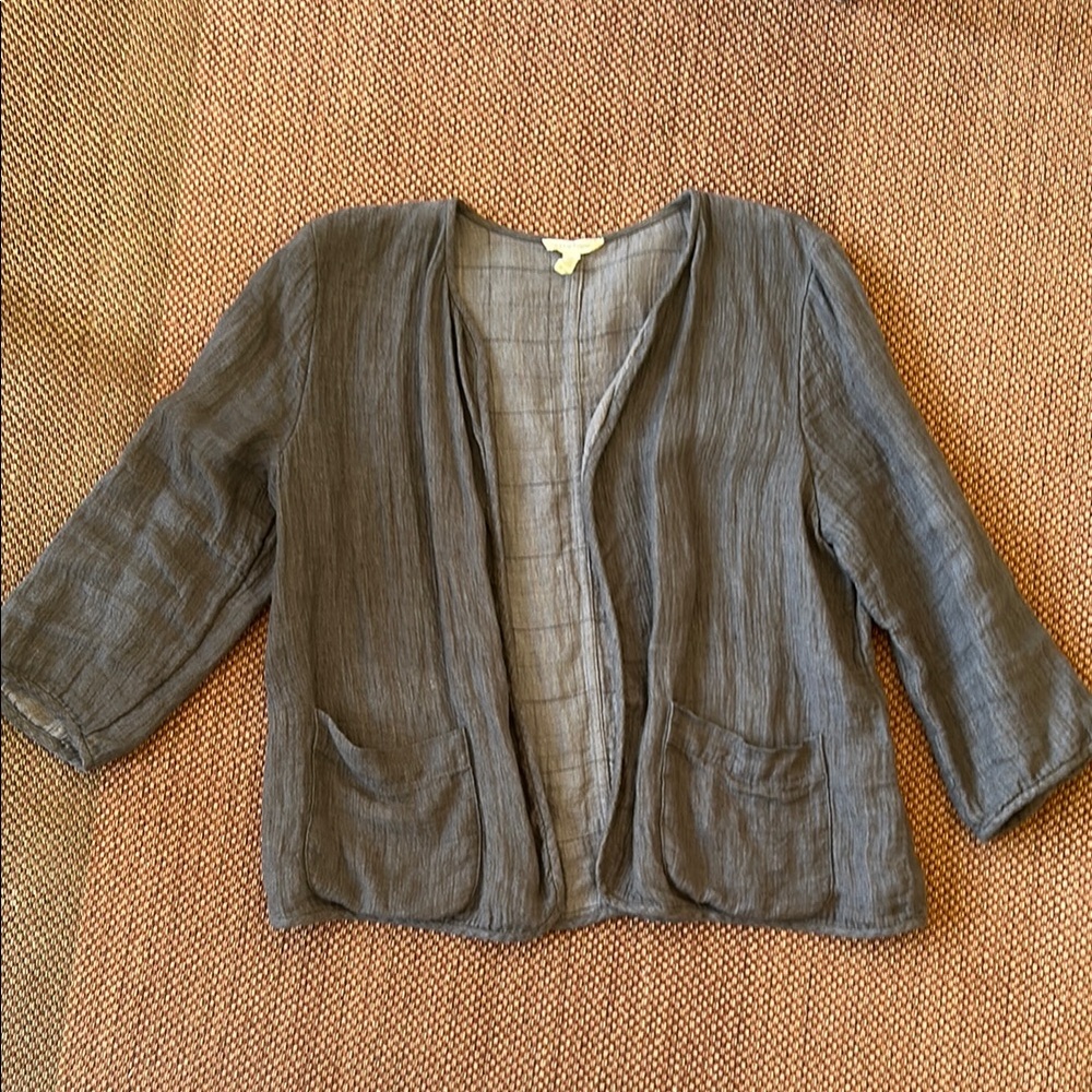 Eileen Fisher Linen Collarless Blazer